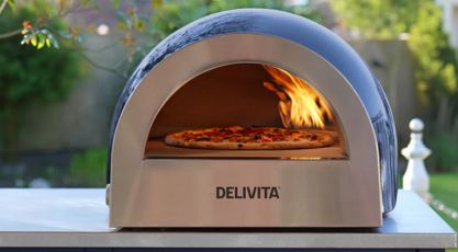 Four à pizza multi-combustible bleu Delivita chez Barbecue and co_5